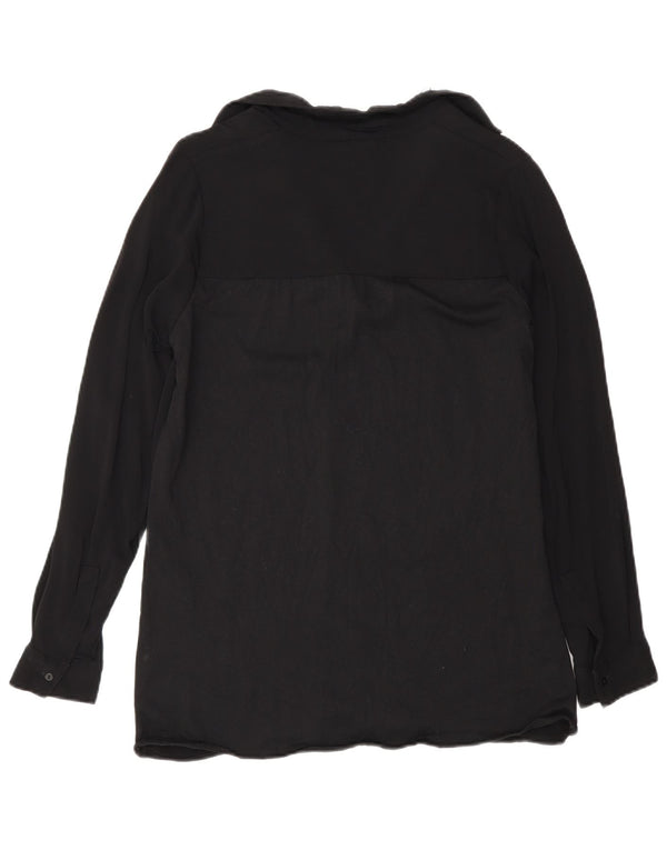 Massimo Dutti Blusa Manga Larga Mujer UK 40 Small Viscosa Negra