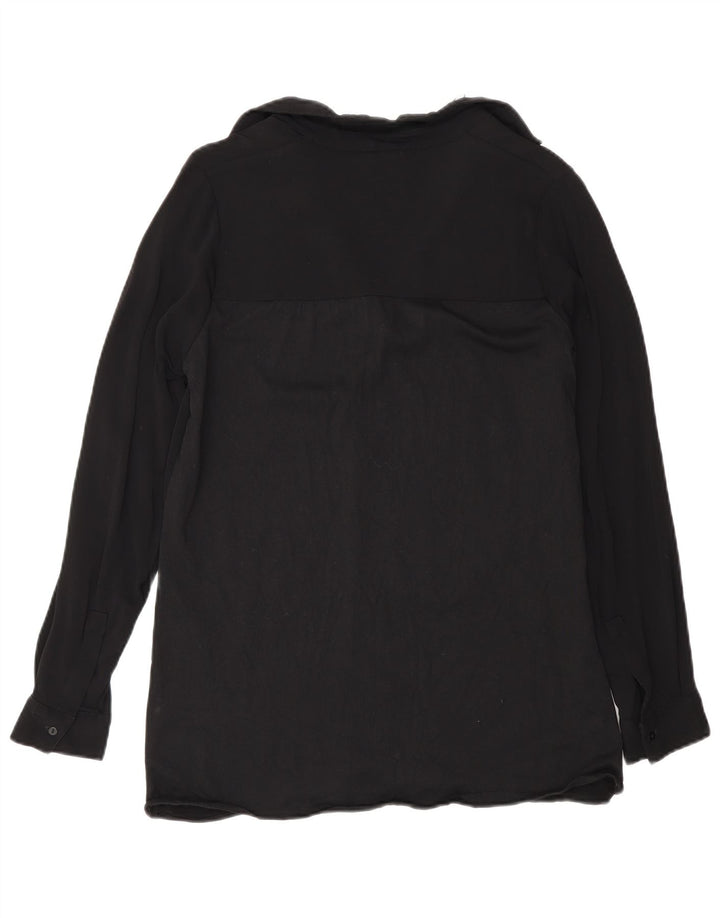 Massimo Dutti Blusa Manga Larga Mujer UK 40 Small Viscosa Negra