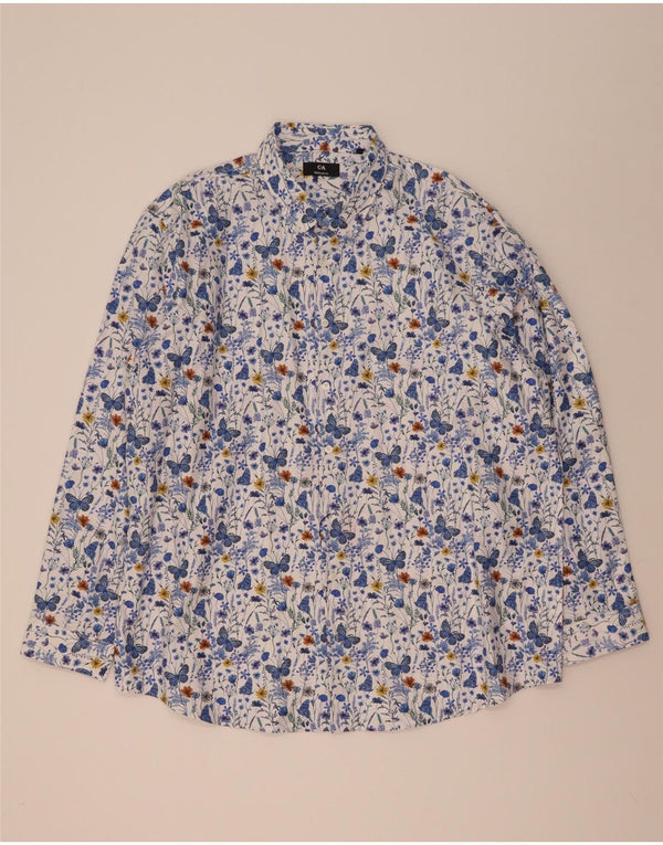 Camisa C&A Hombre Regular Fit Talla 47/48 3XL Algodón Floral Azul