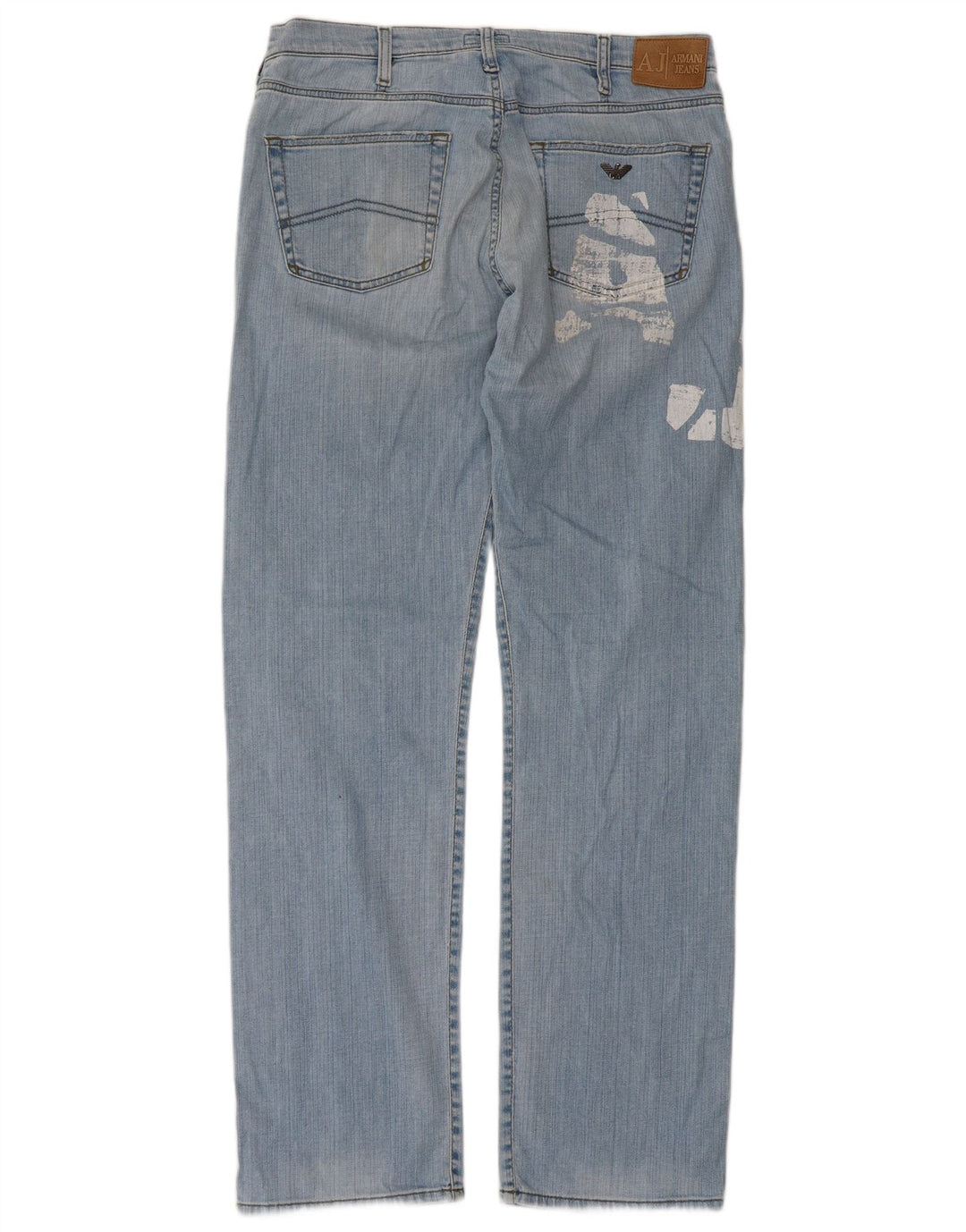 Armani Vaqueros Rectos Gráficos Para Hombre W36 L33 Algodón Azul