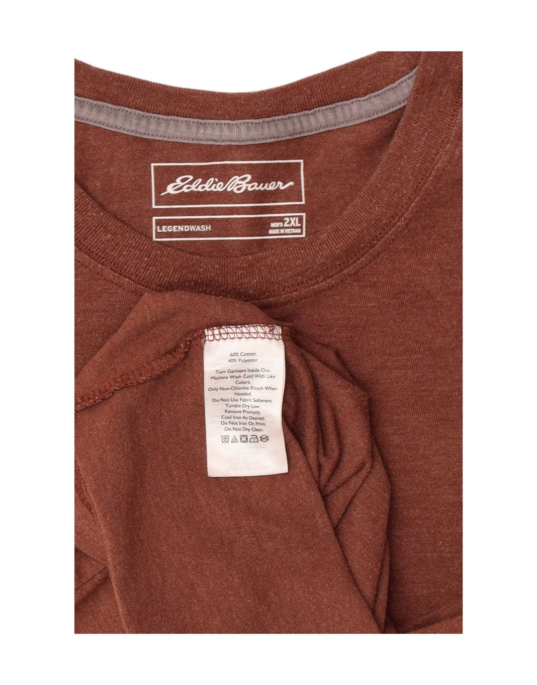 EDDIE BAUER Mens T-Shirt Top 2XL Brown Cotton Vintage Eddie Bauer and Second-Hand Eddie Bauer from Messina Hembry 