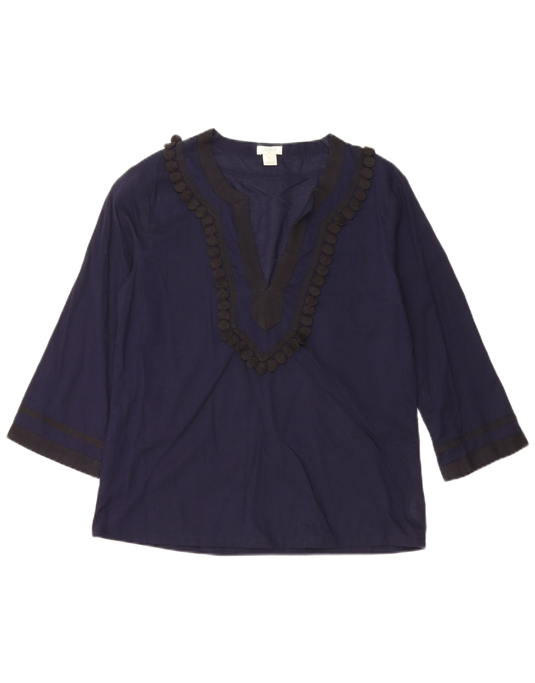 J. CREW Blusa extragrande de manga 3/4 para mujer UK 6 XS Algodón azul marino