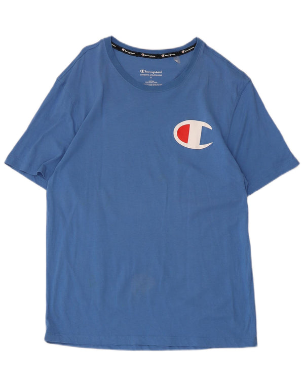 Champion Camiseta gráfica para hombre Top Small Blue Cotton