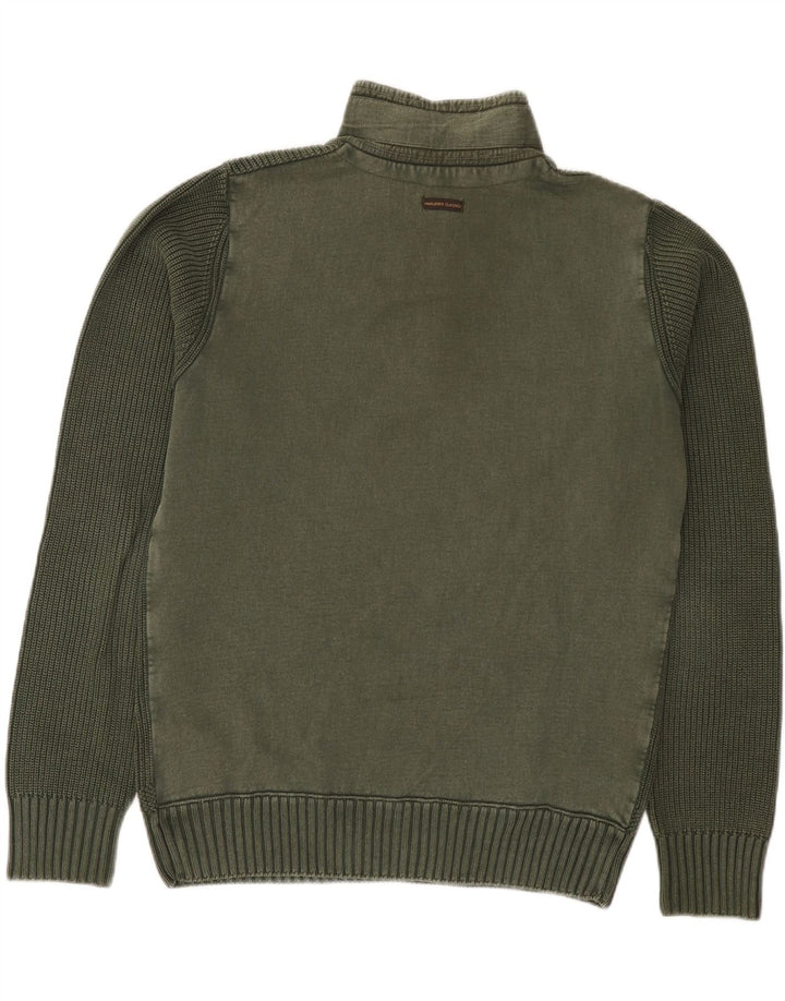 Marlboro Classics - Jersey de cuello con botones para hombre, color verde medio, algodón
