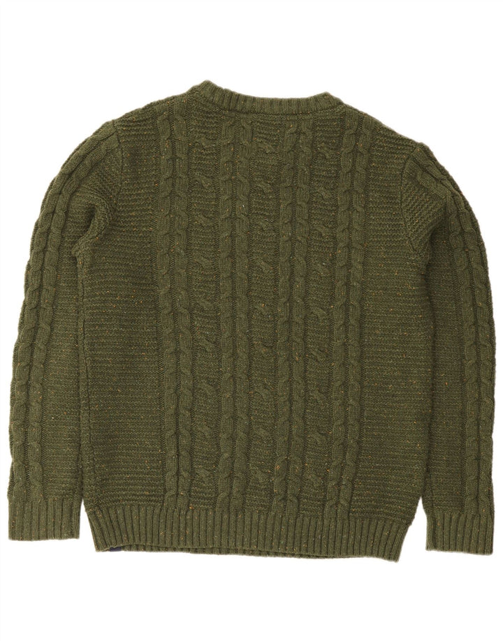 Jersey de hombre con cuello redondo de Fat Face de lana moteada verde grande