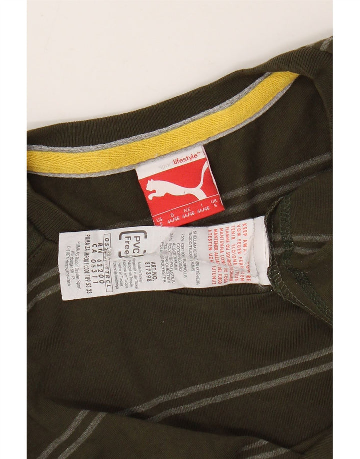 PUMA Camiseta de manga larga para hombre de algodón a rayas color caqui pequeño