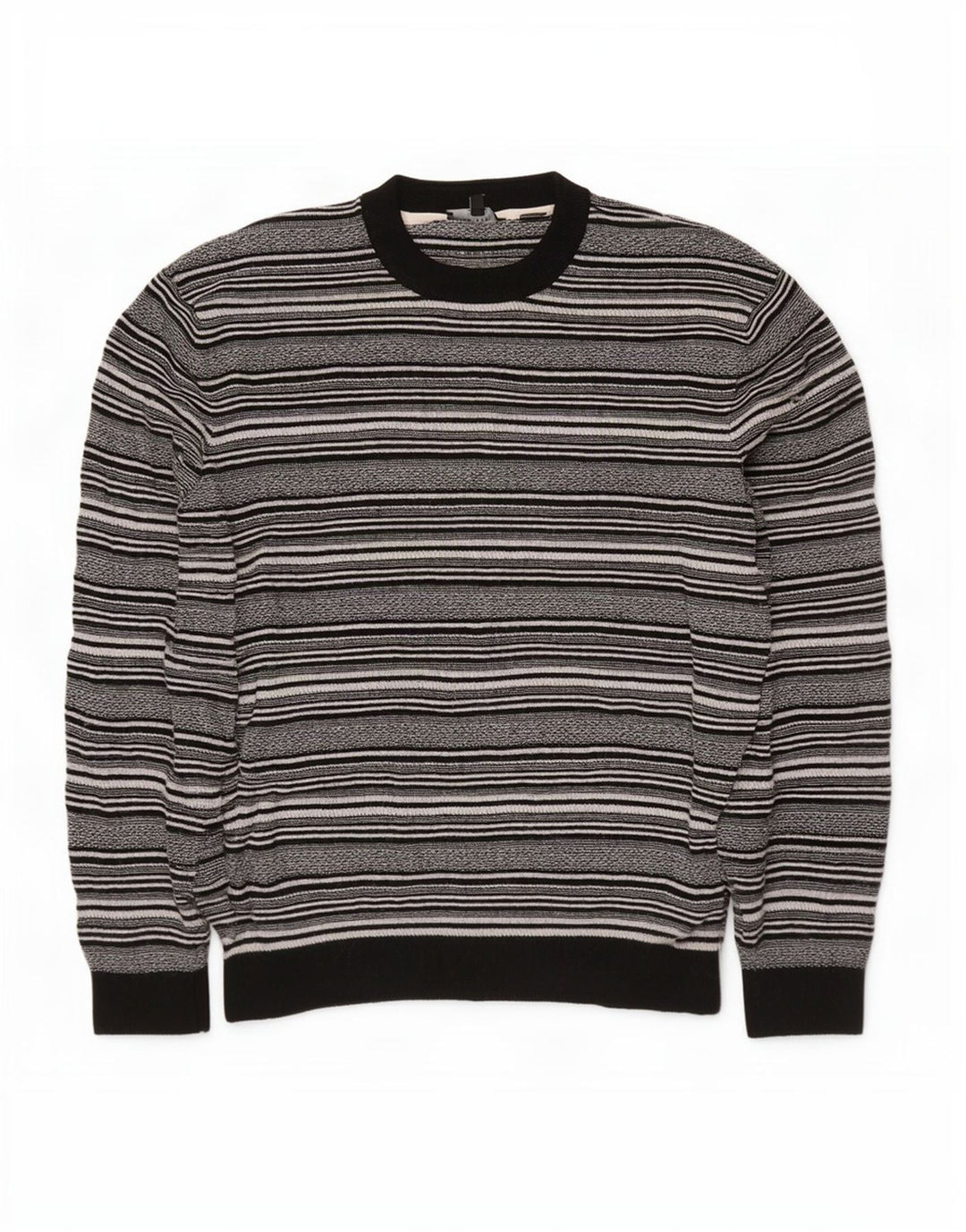 Ted Baker - Jersey de cuello redondo para hombre, talla 5 XL, viscosa a rayas negras