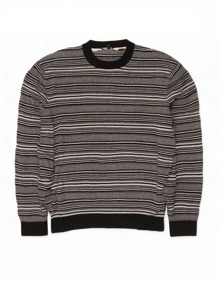 Ted Baker - Jersey de cuello redondo para hombre, talla 5 XL, viscosa a rayas negras