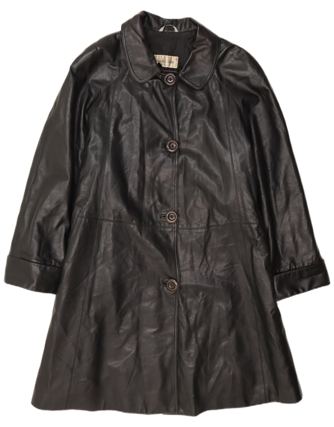 Diletta Lelli Abrigo de cuero para mujer IT 46 Grande Negro