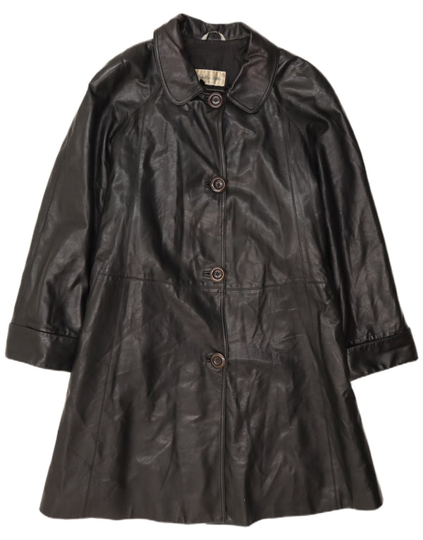 Diletta Lelli Womens Leather Coat IT 46 Large Black