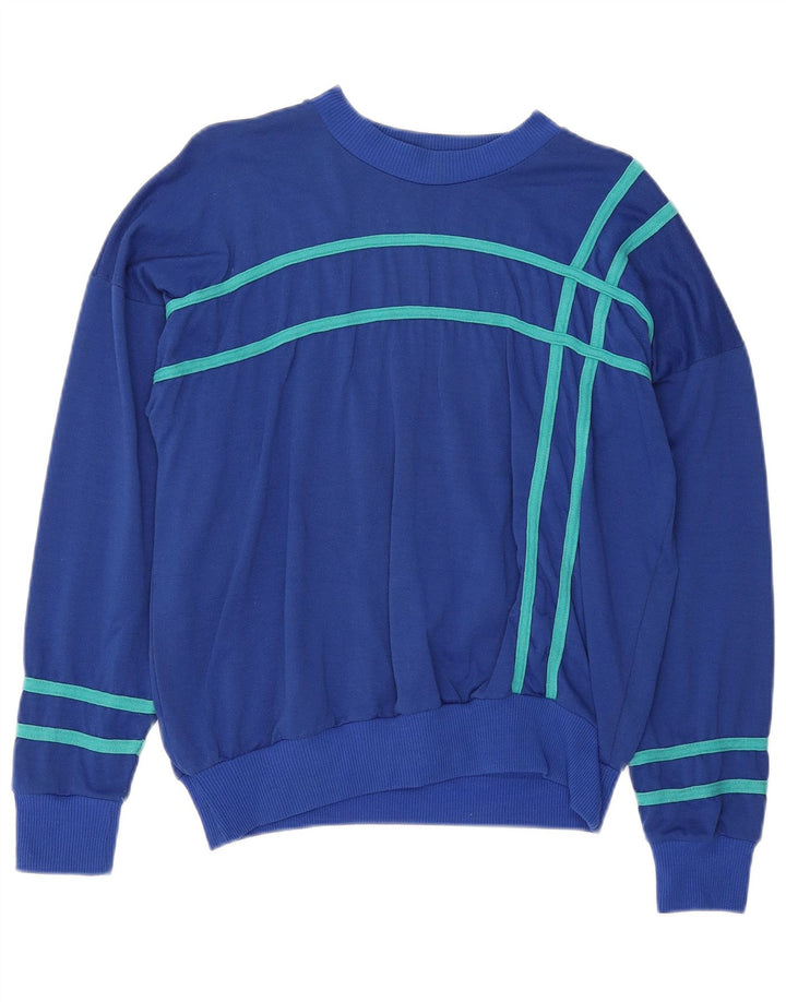 VINTAGE Womens Sweatshirt Jumper UK 16 Large Blue Striped