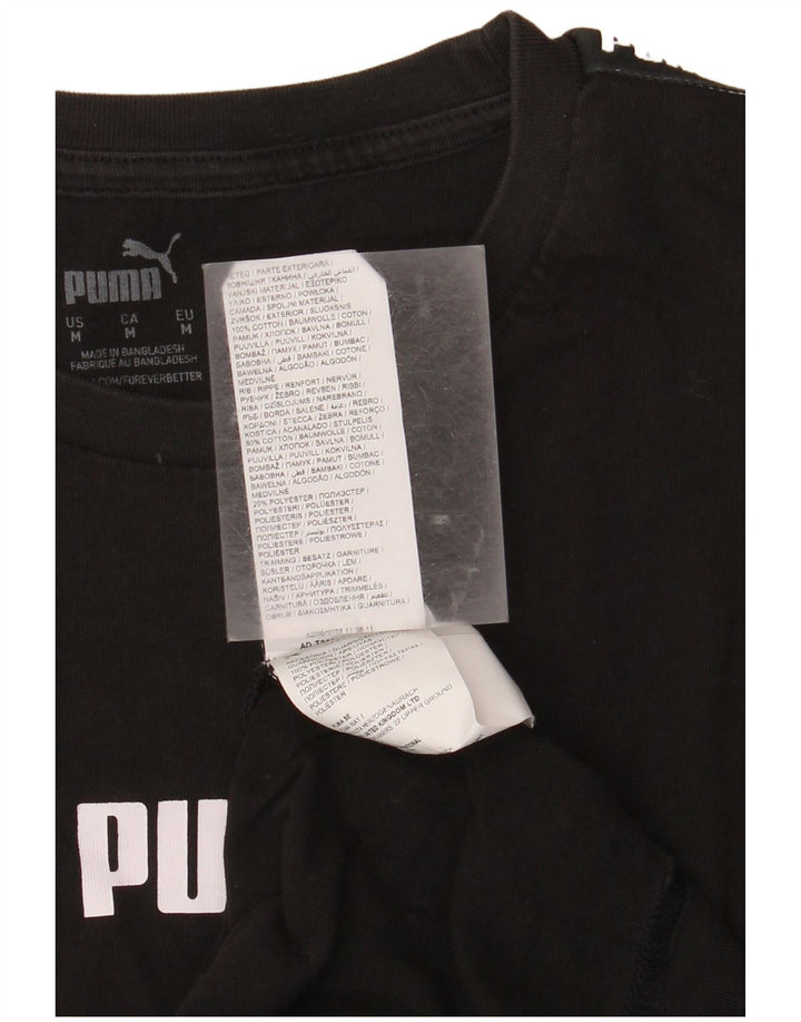 PUMA Camiseta gráfica para hombre Top mediano de algodón negro