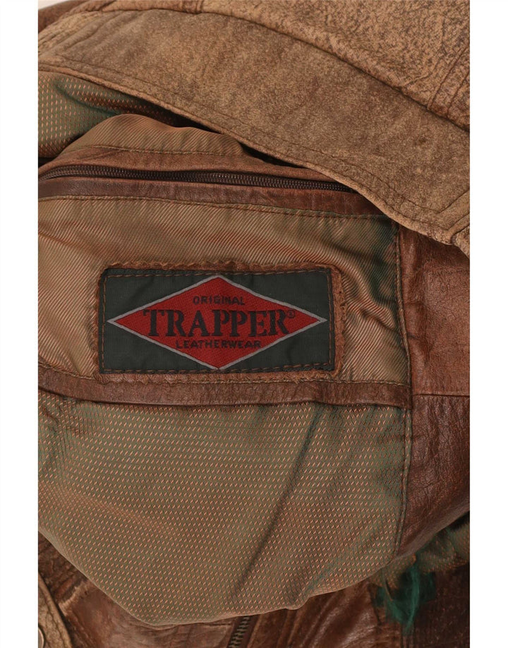 Trapper Chaqueta de cuero para hombre IT 46 Small Brown