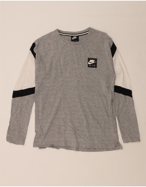 NIKE Womens Top Long Sleeve UK 18 XL Grey Colourblock Cotton