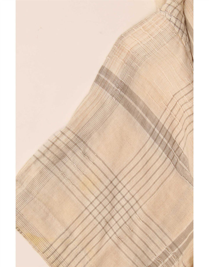 Malagrida Camisa tipo jersey de manga corta para hombre XL Algodón a cuadros beige