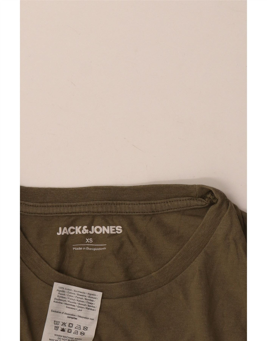 JACK & JONES Hombre Camiseta Manga Larga XS Algodón Caqui