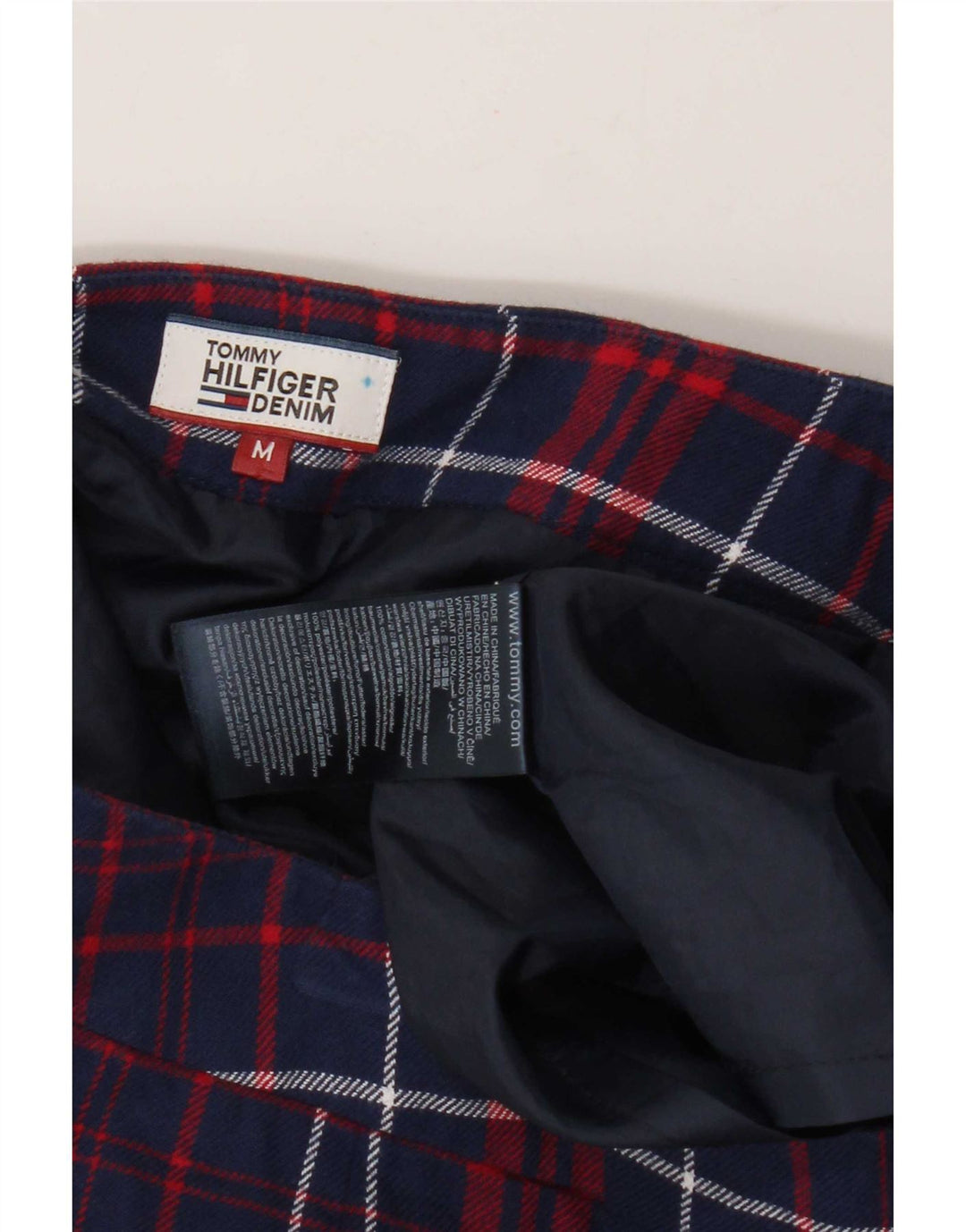 Minifalda Tommy Hilfiger para mujer mediana W28 algodón a cuadros azul marino