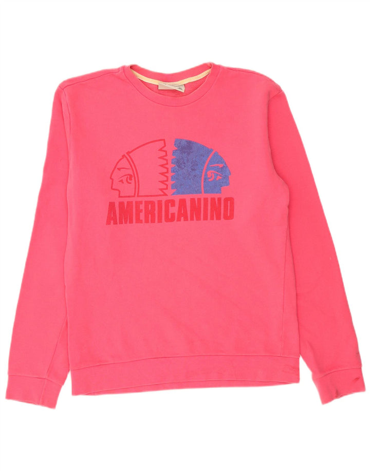 AMERICANINO Sudadera con gráfico para Hombre Jersey Grande de algodón Rosa