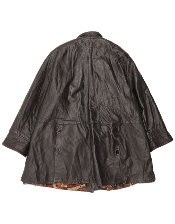 VINTAGE Abrigo de cuero de gran tamaño para mujer IT 44 Cuero negro medio