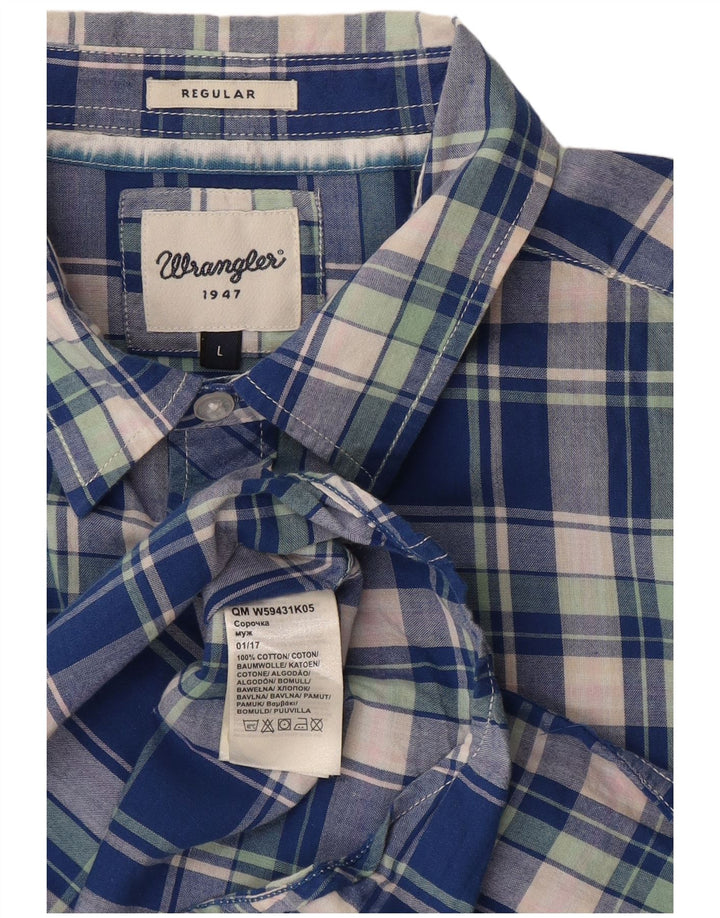 Wrangler Camisa De Manga Corta Regular Fit Para Hombre Algodón A Cuadros Azul Grande
