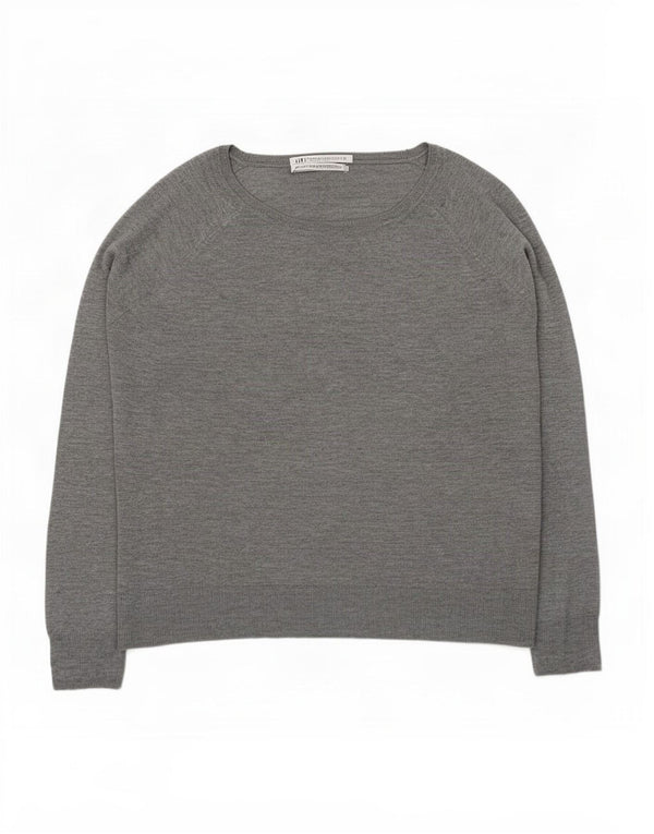 Zara Mujer Jersey Cuello Redondo Jersey UK 40 XL Viscosa Gris