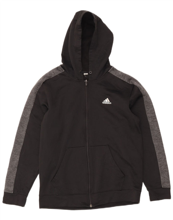 Adidas Hombre Climalite Zip Sudadera Con Capucha Suéter Mediano Negro Colorblock