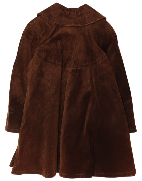 Abrigo de gamuza vintage para mujer IT 46 Large Brown Leather Retro