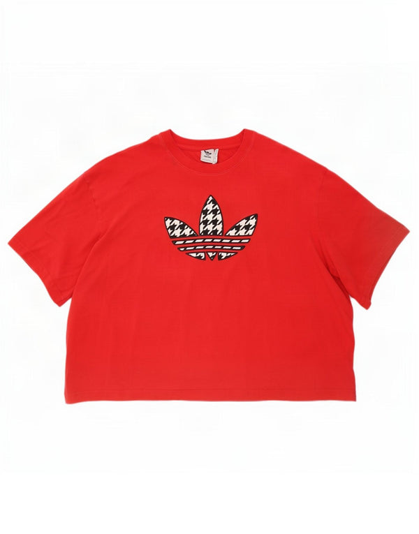Adidas Camiseta corta extragrande con gráfico para mujer UK 28/30 3XL Algodón rojo