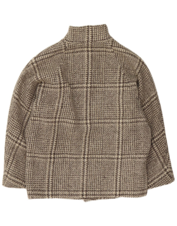 Vintage mujer abrigo de gran tamaño Reino Unido 16 cheque gris grande