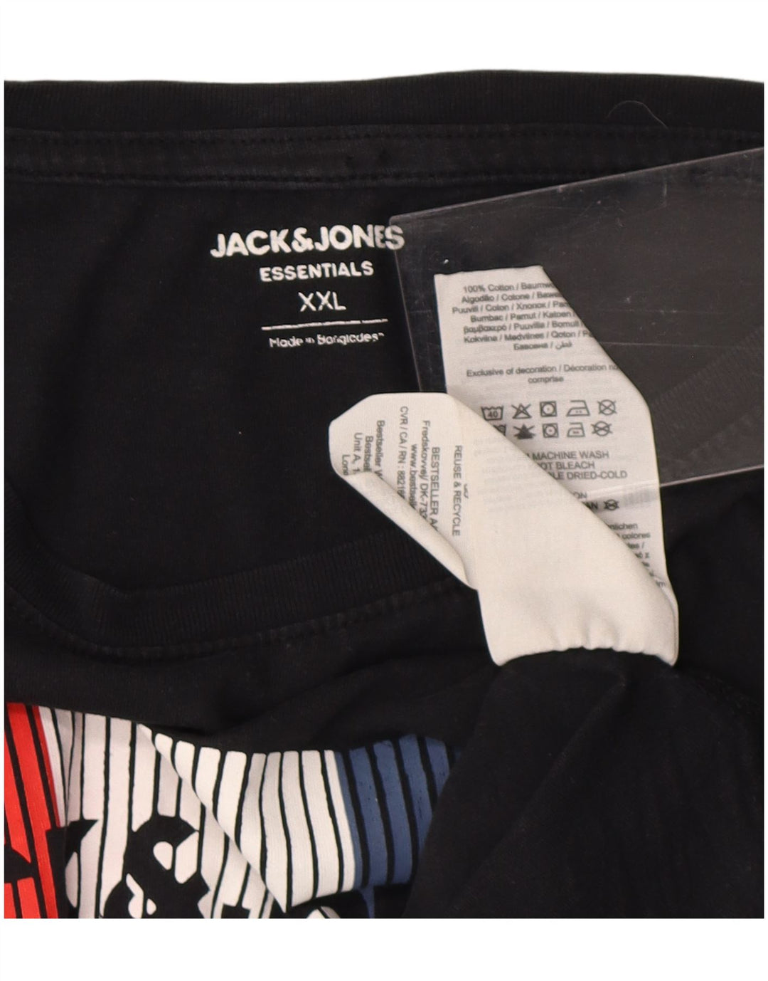 Jack & Jones Camiseta gráfica para hombre Top 2XL Algodón negro