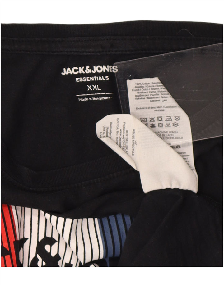 Jack & Jones Camiseta gráfica para hombre Top 2XL Algodón negro