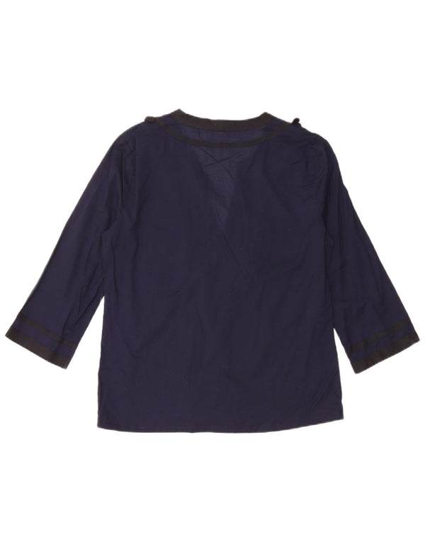 J. CREW Blusa extragrande de manga 3/4 para mujer UK 6 XS Algodón azul marino