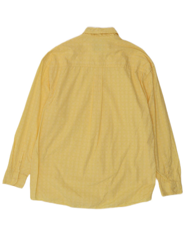 Camisa Vintage Hombre Talla 43/44 XL Algodón Geométrico Amarillo