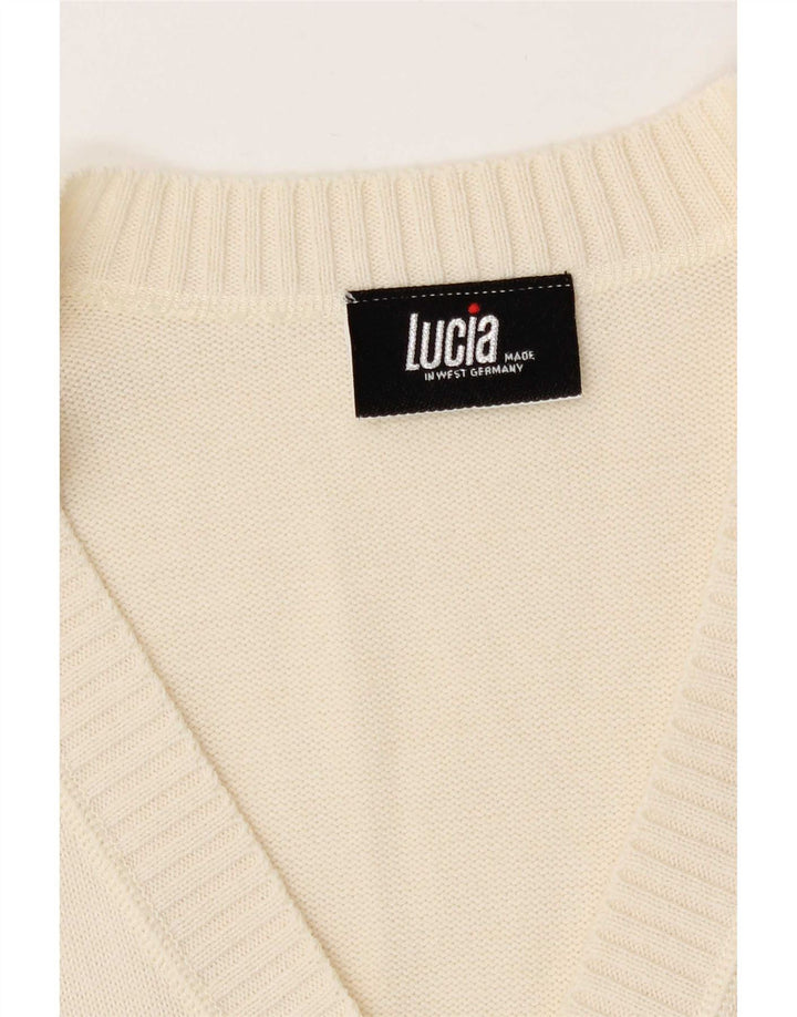 Lucia - Cárdigan para mujer, talla 40, tamaño mediano, color blanco roto, poliacrílico
