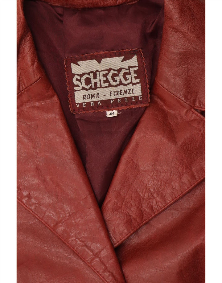 Schegge Chaqueta Blazer de Cuero con 3 Botones para Mujer IT 44 Cuero marrón Medio