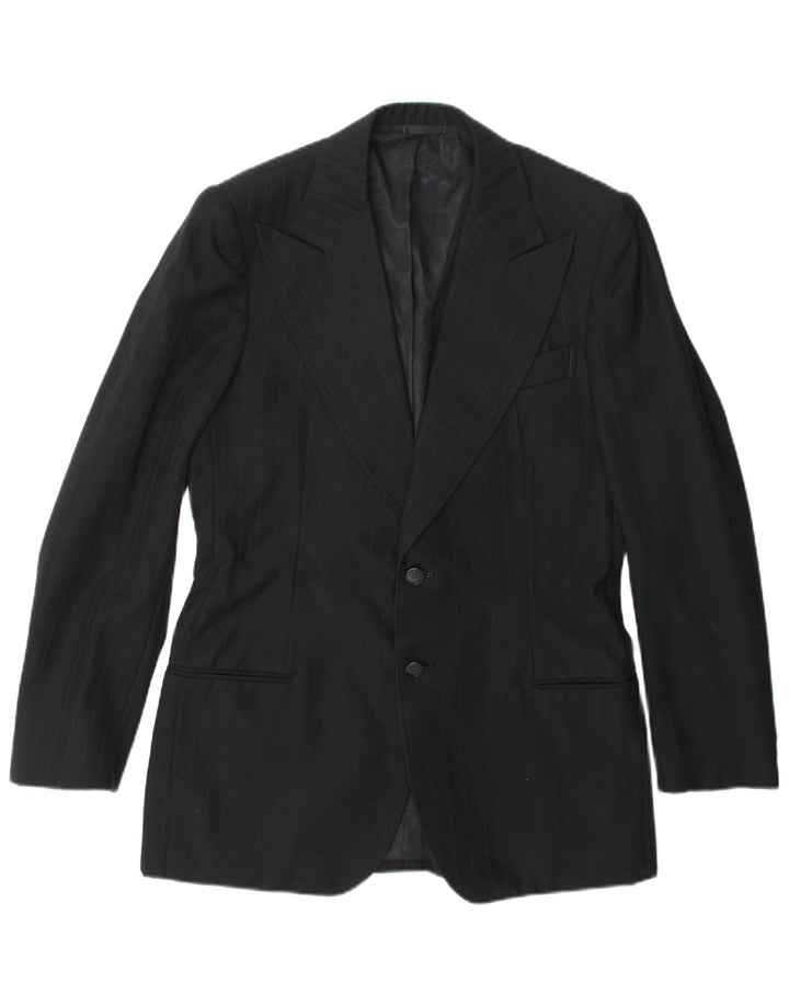 Vintage hombres 2 botones Blazer chaqueta Reino Unido 36 pequeño negro rayas