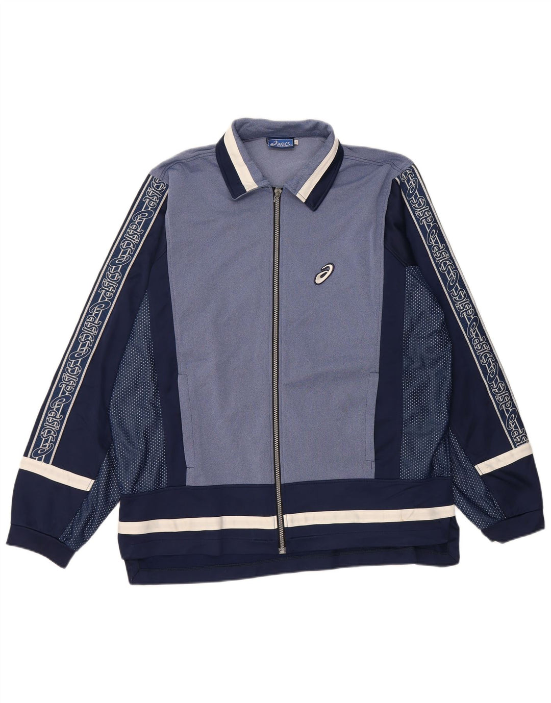 ASICS Chaqueta de chándal con gráfico para hombre, talla grande, color azul marino