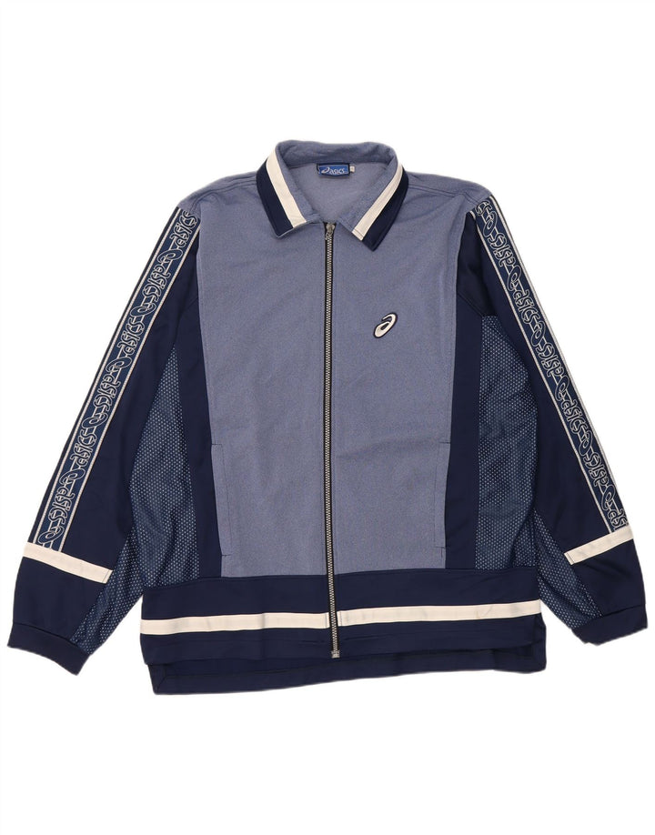 ASICS Chaqueta de chándal con gráfico para hombre, talla grande, color azul marino