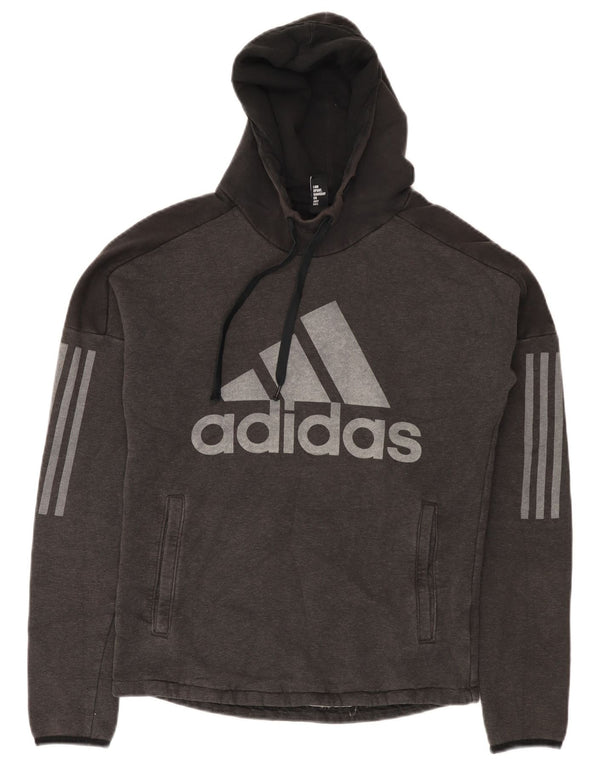 Adidas Hombre Sudadera Con Capucha Gráfica XS Gris Colorblock Algodón