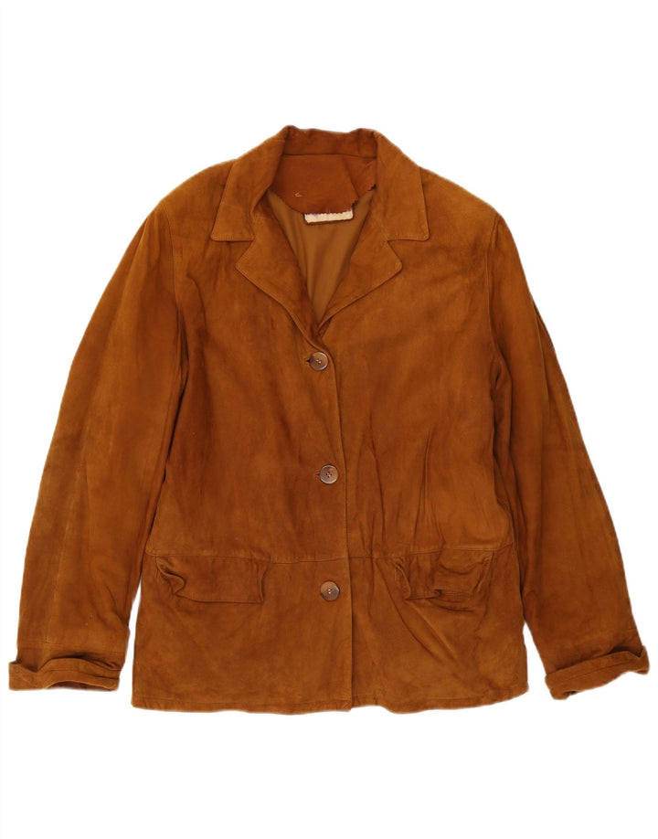 L.Lambertazzi Chaqueta Blazer de Ante con 3 Botones para Mujer IT 44 Marrón Medio