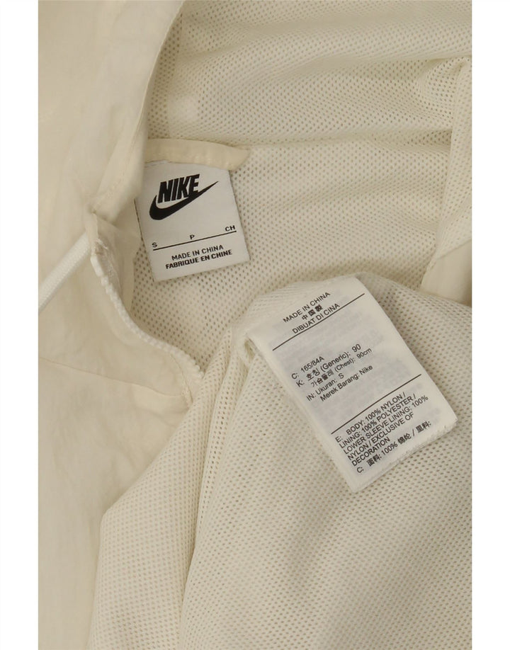 NIKE Chaqueta de chándal con capucha y gráfico para hombre, talla pequeña, nailon blanco roto