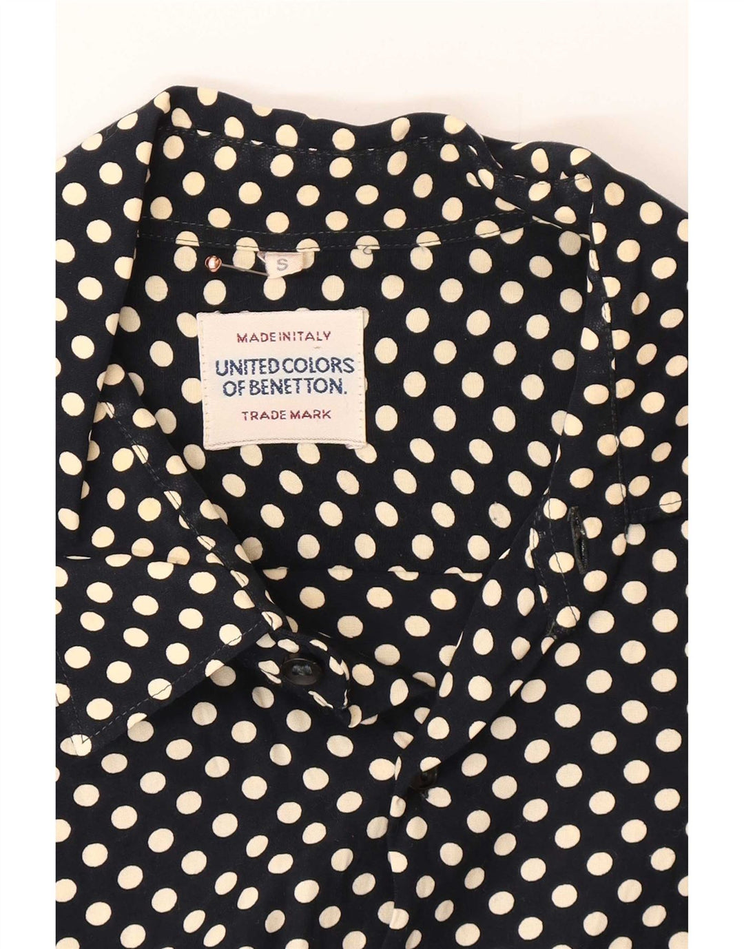 Camisa Benetton Hombre Small Azul Marino Lunares