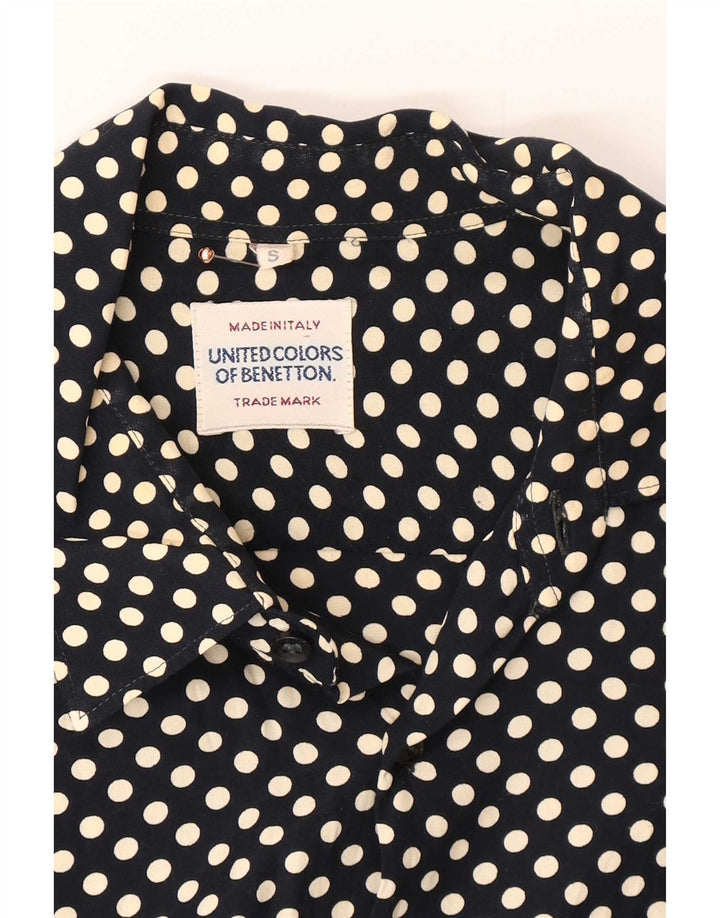 Camisa Benetton Hombre Small Azul Marino Lunares