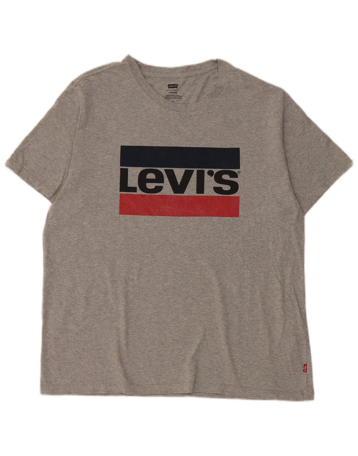 Levi's Camiseta con gráfico estándar para hombre, talla grande, de algodón moteado en gris