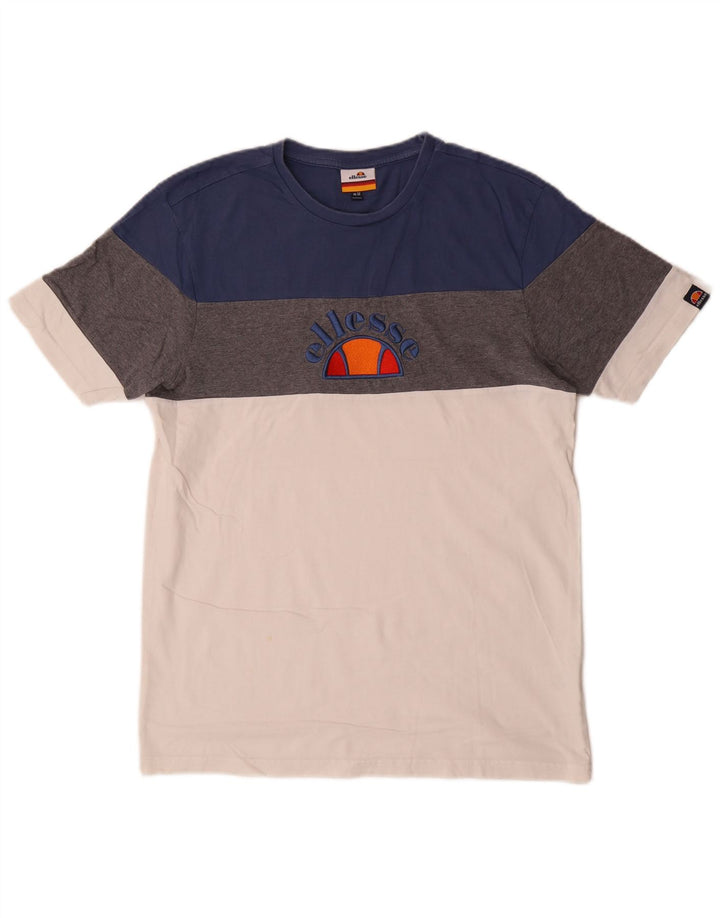 Ellesse Camiseta gráfica para hombre Top mediano de algodón con bloques de color multicolor
