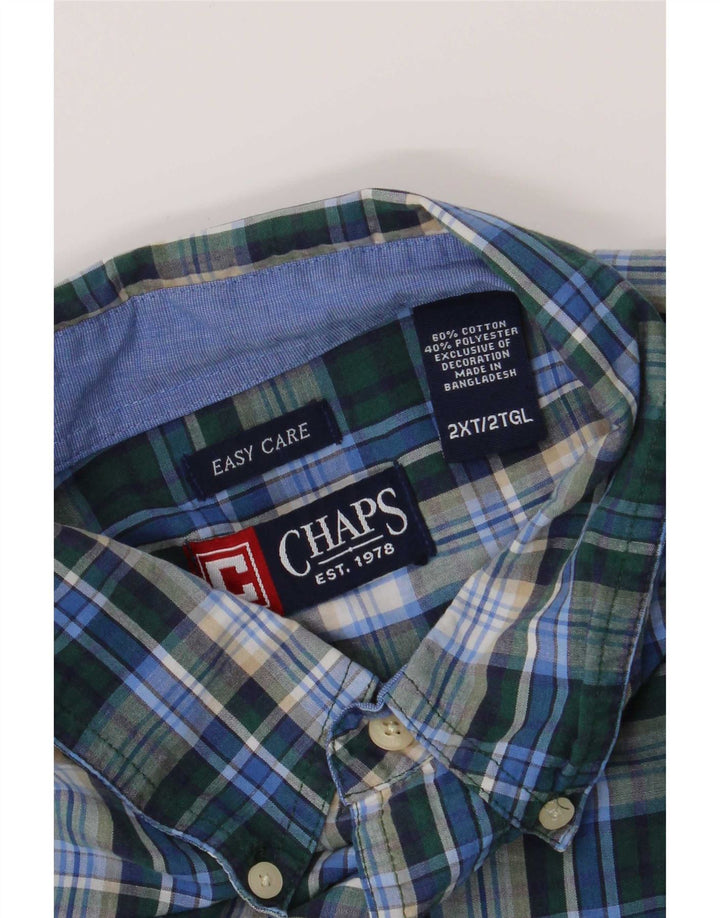 Chaps Camisa de fácil cuidado para hombre, 2XL, algodón a cuadros azules