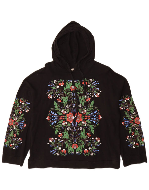 Zara Mujer Trafaluc Sudadera con Capucha Extragrande UK 10 Small Black Floral