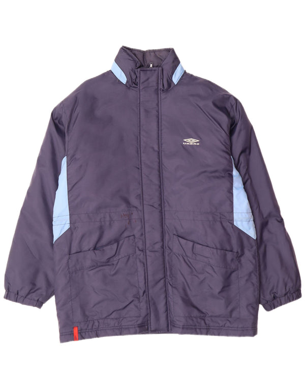 UMBRO Abrigo acolchado con capucha para hombre UK 38 Medium Azul marino Colorblock Nylon