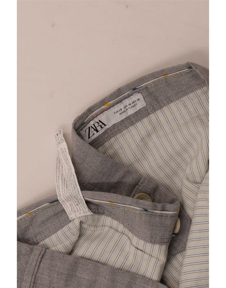 Zara Pantalón chino ajustado para hombre EU 48 XL W38 L29 Poliéster gris