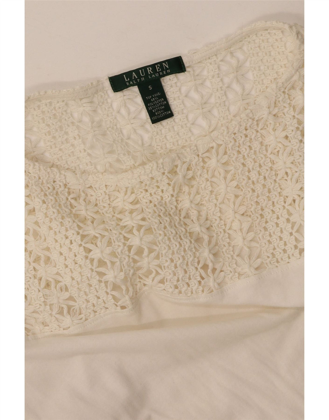 RALPH LAUREN Blusa para mujer Top UK 10 Small White Cotton